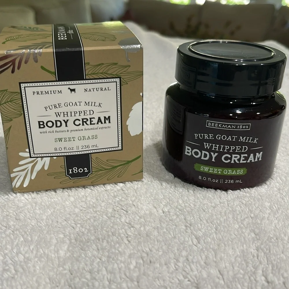 NIB Beekman 1802 Pure Goat Milk Whipped Body Cream 8.0 fl.oz Sweet Grass